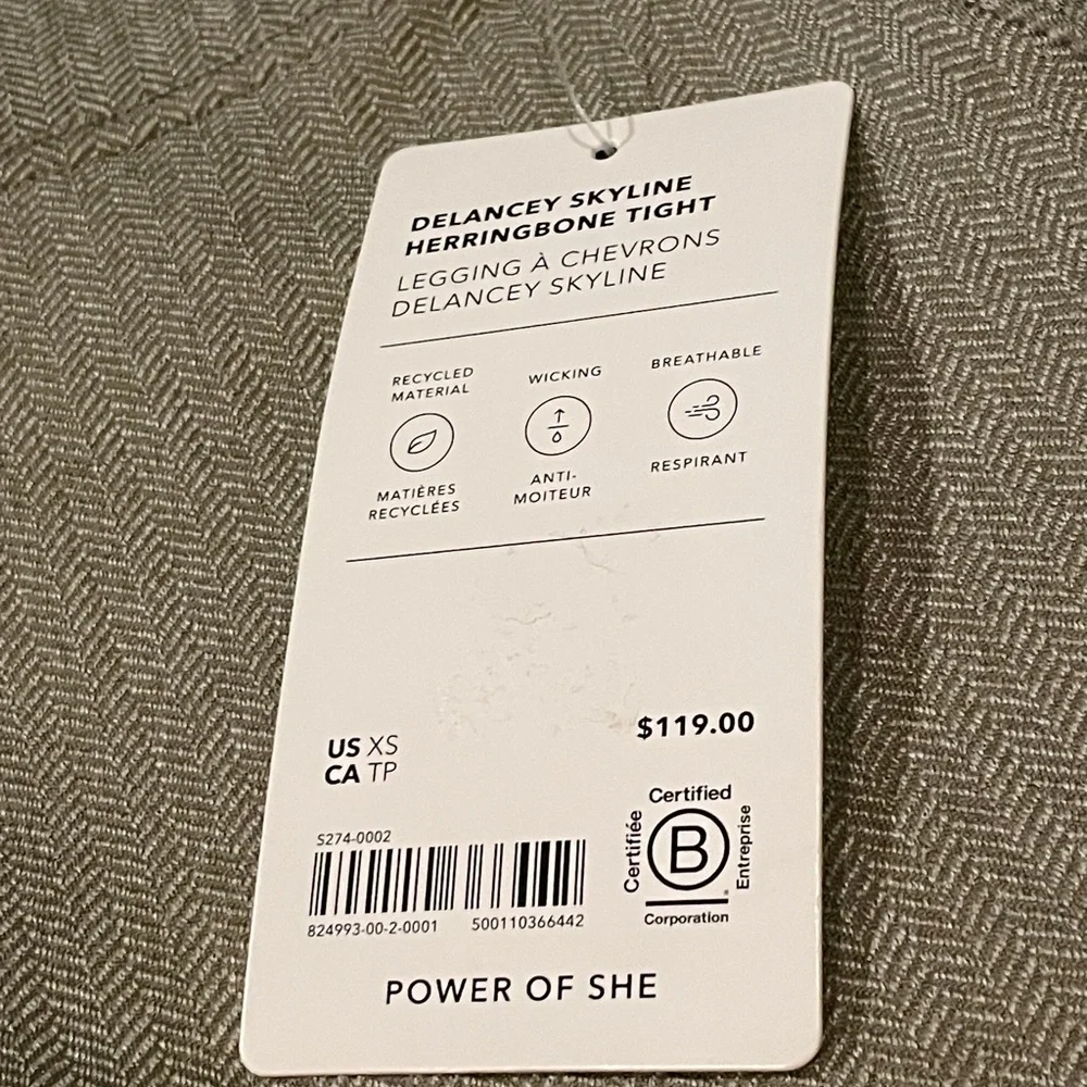 Athleta XS Delancey Skyline Herringbone Tight Leggings, Storm Cloud Gray NWT - Picture 7 of 9